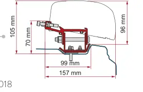 F40van – montaż na dachu – rysunek techniczny (katalog Fiamma, s. 116)