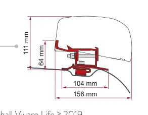 F40van – montaż na dachu – rysunek techniczny (katalog Fiamma, s. 116)