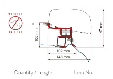 F40van – montaż na dachu – rysunek techniczny (katalog Fiamma, s. 116)