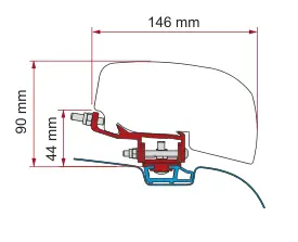 F40van – montaż na dachu – rysunek techniczny (katalog Fiamma, s. 116)