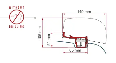 F40van – montaż na dachu – rysunek techniczny (katalog Fiamma, s. 116)