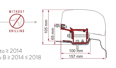 F40van – montaż na dachu – rysunek techniczny (katalog Fiamma, s. 116)