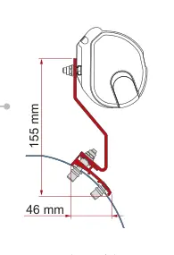 F35pro / F35 – montaż na ścianie – rysunek techniczny (katalog Fiamma, s. 118)