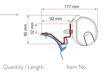 F35pro / F35 – montaż na ścianie – rysunek techniczny (katalog Fiamma, s. 119)