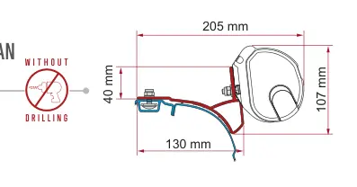 F35pro / F35 – montaż na ścianie – rysunek techniczny (katalog Fiamma, s. 119)