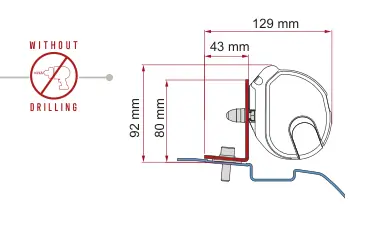 F35pro / F35 – montaż na ścianie – rysunek techniczny (katalog Fiamma, s. 119)