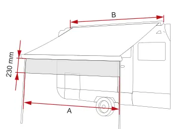 Shade Sun View – rysunek techniczny (katalog Fiamma, s. 126)