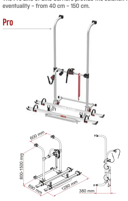 Carry-Bike Pro / Pro C (Pro Series) – rysunek techniczny (katalog Fiamma, s. 172)