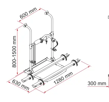 Carry-Bike – Kamper (s. 172–183) – rysunek techniczny (katalog Fiamma, s. 174)