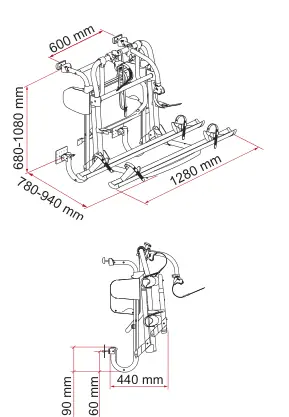 Carry-Bike Lift 77 / Motor Lift 77 – rysunek techniczny (katalog Fiamma, s. 176)