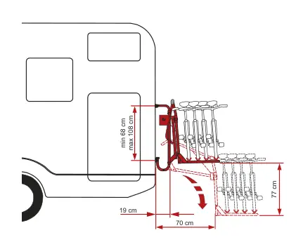Carry-Bike Lift 77 / Motor Lift 77 – rysunek techniczny (katalog Fiamma, s. 176)