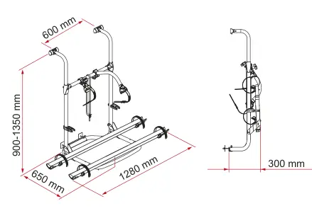 Carry-Bike Pro Hymer - Dethleffs – rysunek techniczny (katalog Fiamma, s. 178)