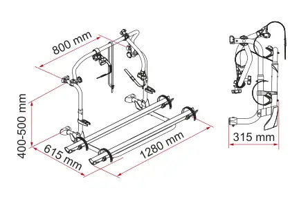 Carry-Bike – Kamper (s. 172–183) – rysunek techniczny (katalog Fiamma, s. 181)