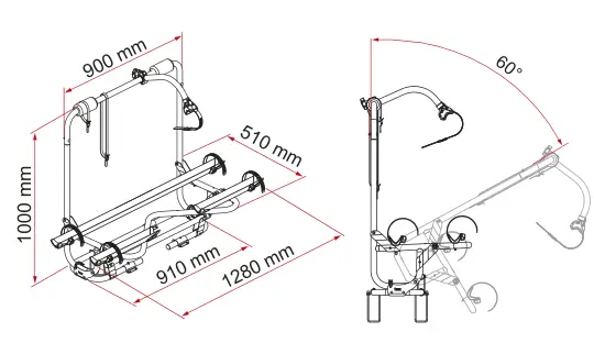 Carry-Bike Caravan XL A Pro 300 / Pro 200 – rysunek techniczny (katalog Fiamma, s. 186)