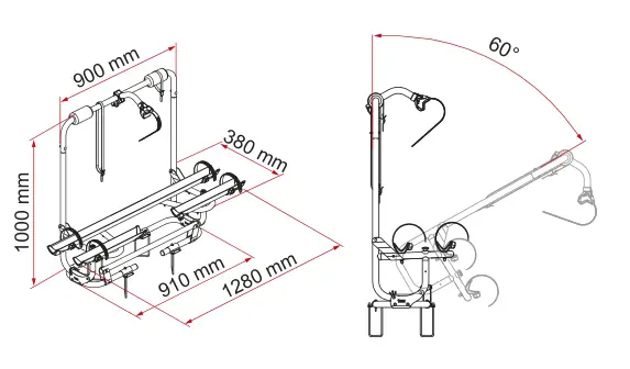 Carry-Bike Caravan XL A Pro 300 / Pro 200 – rysunek techniczny (katalog Fiamma, s. 186)