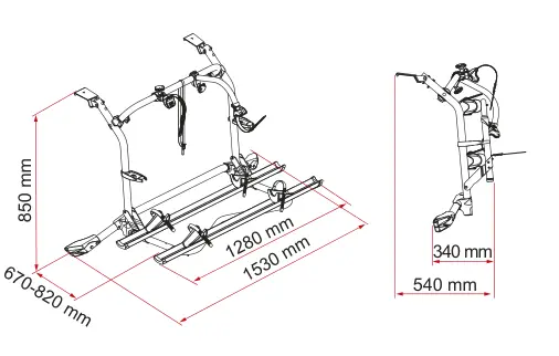 Carry-Bike VW T5 Pro / T6 Pro – rysunek techniczny (katalog Fiamma, s. 192)
