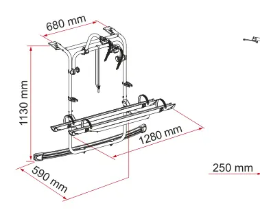Carry-Bike VW Caddy – rysunek techniczny (katalog Fiamma, s. 196)
