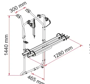 Carry-Bike VW T5 D / T6 D – rysunek techniczny (katalog Fiamma, s. 197)