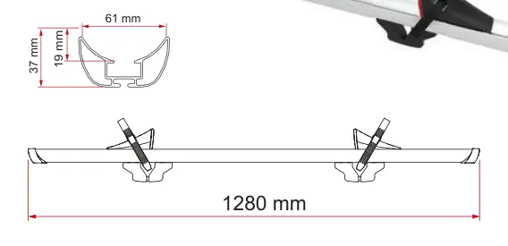 Rail Premium S – rysunek techniczny (katalog Fiamma, s. 230)