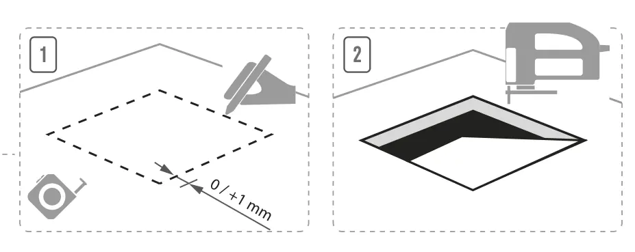 Montaż – promień frezowania – rysunek techniczny (katalog Fiamma, s. 241)