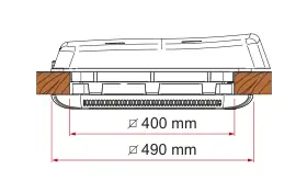 Vent F Pro – rysunek techniczny (katalog Fiamma, s. 244)