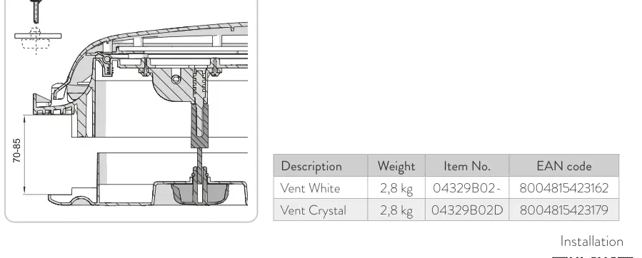 Vent – rysunek techniczny (katalog Fiamma, s. 249)
