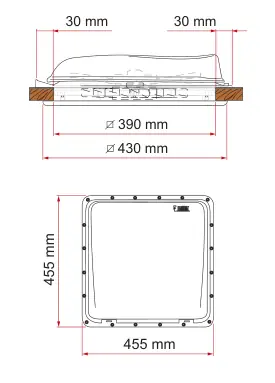Turbo-Vent – rysunek techniczny (katalog Fiamma, s. 250)