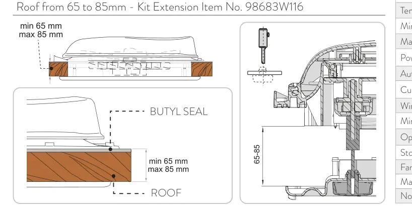 Turbo-Vent – rysunek techniczny (katalog Fiamma, s. 250)