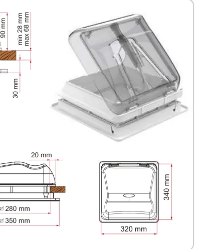 Vent 28 F – rysunek techniczny (katalog Fiamma, s. 256)