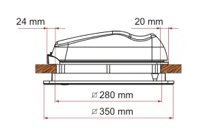 Vent 28 F – rysunek techniczny (katalog Fiamma, s. 256)