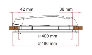 Vent 40F – rysunek techniczny (katalog Fiamma, s. 258)
