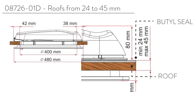 Vent 40F – rysunek techniczny (katalog Fiamma, s. 258)