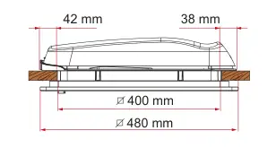 Vent 40F – rysunek techniczny (katalog Fiamma, s. 258)