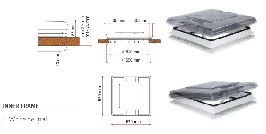 Vent 50 – rysunek techniczny (katalog Fiamma, s. 260)