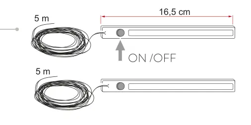Oświetlenie LED do markiz – rysunek techniczny (katalog Fiamma, s. 264)