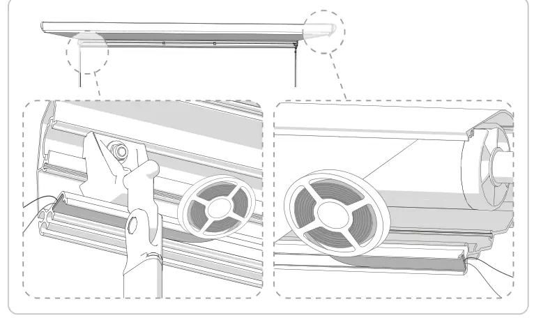 Oświetlenie LED do markiz – rysunek techniczny (katalog Fiamma, s. 264)