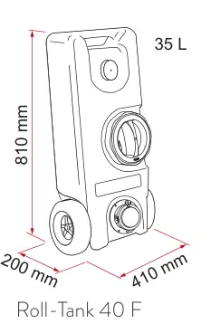 Roll-Tank 23 F / 40 F – rysunek techniczny (katalog Fiamma, s. 273)