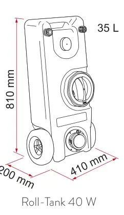 Roll-Tank 23 W / 40 W – rysunek techniczny (katalog Fiamma, s. 275)