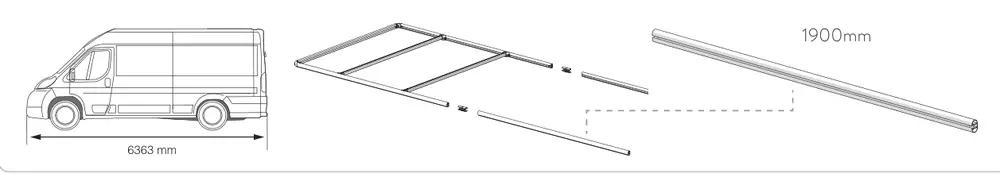 Roof Rail Ducato H2 – rysunek techniczny (katalog Fiamma, s. 284)