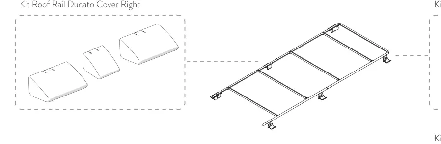 Kit Roof Rail Ducato Extra / Cover – rysunek techniczny (katalog Fiamma, s. 285)