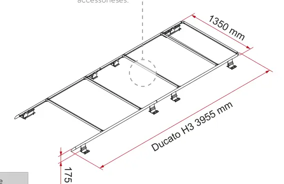 Roof Rail Ducato H3 – rysunek techniczny (katalog Fiamma, s. 286)