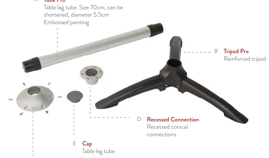 Table Legs – rysunek techniczny (katalog Fiamma, s. 305)